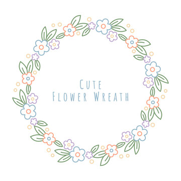 simple and cute flower wreath vector illustration