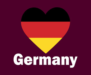 Germany Flag Heart With Names Symbol Design Europe football Final Vector European Countries Football Teams Illustration
