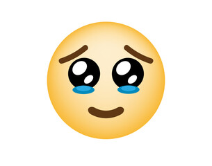 Face holding back tears. Crying emoji on white isolated background. Modern vector for social network, online chat and messaging apps