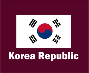 South Korea Flag Emblem With Names Symbol Design Asia football Final Vector Asian Countries Football Teams Illustration