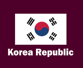 South Korea Flag Emblem With Names Symbol Design Asia football Final Vector Asian Countries Football Teams Illustration