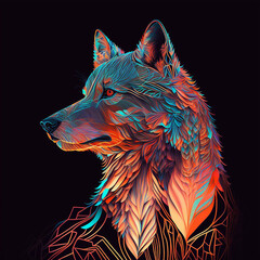 wolf head with red eyes- Created with Generative AI Technology