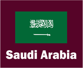 Saudi Arabia Flag Emblem With Names Symbol Design Asia football Final Vector Asian Countries Football Teams Illustration