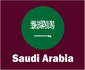Saudi Arabia Flag With Names Symbol Design Asia football Final Vector Asian Countries Football Teams Illustration