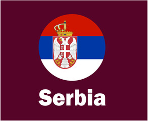 Naklejka premium Serbia Flag With Names Symbol Design Europe football Final Vector European Countries Football Teams Illustration