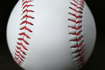 Closeup view of baseball ball. Sportive equipment