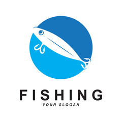 fishing logo vector with slogan template