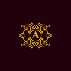 Luxury Logo template flourishes calligraphic elegant ornament lines. identity for Restaurant, Royalty, Boutique, Cafe, Hotel, Heraldic, Jewelry, Fashion and other vector illustration 