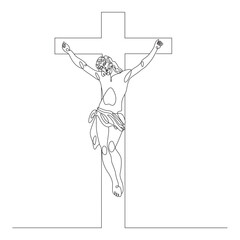 Hand Drawn Line Art Crucifixion of Jesus