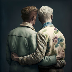 Attractive Young Gay Couple in their 20s - Holding Each Other Showing Love (AI)