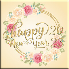 3D Happy new year 2023 vector on a gold color background for postcard , greeting , invitation .