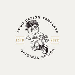 illustrator logo template rider, with scooter bulldog character.