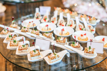 wedding reception setting and deesert menu