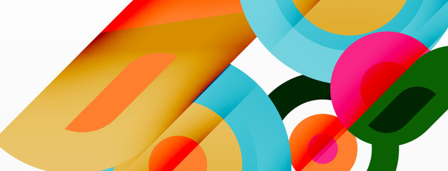 Obraz premium Abstract round shapes background. Minimalist decoration. Geometric background with circles and rings