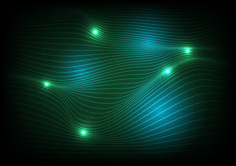 Fototapeta na wymiar Abstract_Digital_Green_Light_Wave_Contour_Line_Background