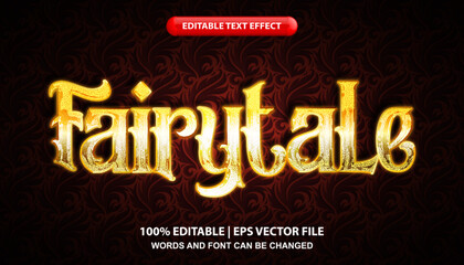 Fairytale editable text effect template, golden lettering in movie title font style