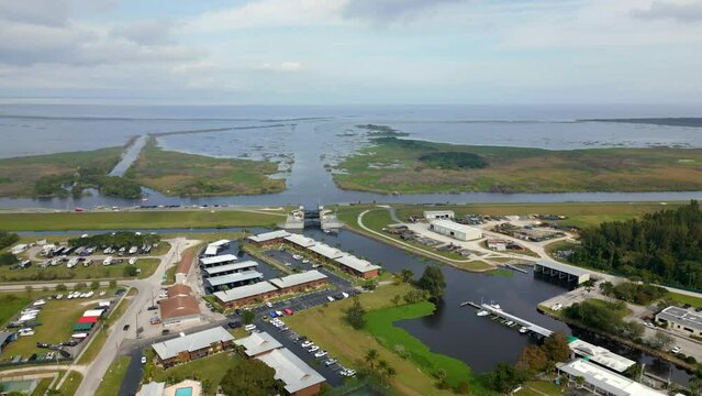 Aerial view of Lake Okeechobee Clewiston FL USA