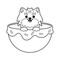 Dog in cup cartoon ,Cute clip art ,Clip Art for Personal and Commercial use, Digital clip art for Download