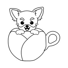 Dog in cup cartoon ,Cute clip art ,Clip Art for Personal and Commercial use, Digital clip art for Download