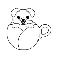 Dog in cup cartoon ,Cute clip art ,Clip Art for Personal and Commercial use, Digital clip art for Download