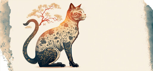 Tet Vietnamese lunar new year, 2023 year of the cat zodiac card generative ai