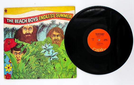 Classic rock band, The Beach Boys music album on vinyl record LP disc. Titled Endless Summer album cover taken in Miami. FL on Dec 2022.