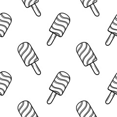 hand drawn ice cream seamless pattern on white background