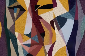 Abstract cubist portrait faces as texture. - Generative AI - obrazy, fototapety, plakaty