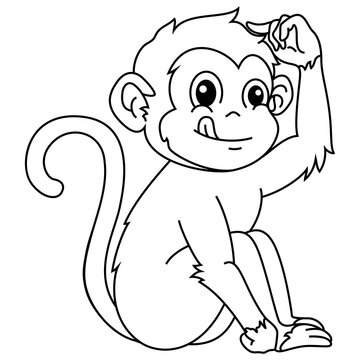 Illustration of Monkey cartoon line art