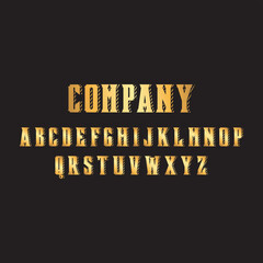  Future golden alphabet font. Typography urban style font for modern vintage, technology, digital, film logo design illustration