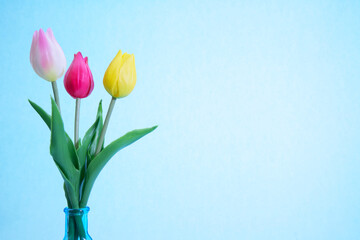 春の花のチューリップ（造花）を撮影した画像