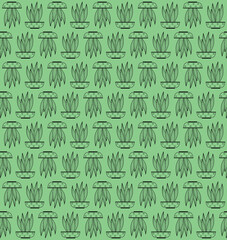 Organic decorative trendy home plants and tropical plants background pattern. Hand drawn seamless pattern. Hand drawn abstract leaves pattern. Plants background pattern. 