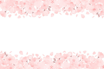 美しい手描きの桜のフレームイラスト