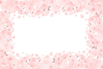 Fototapeta na wymiar 優しい手描きの桜のフレームイラスト