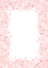 ふんわり綺麗な手描きの桜のフレームイラスト
