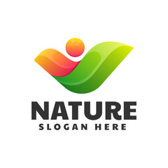 Vector Logo Illustration Nature Gradient Colorful Style.