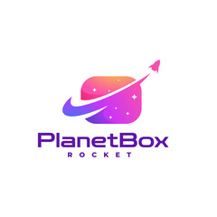 Vector Logo Illustration Planet Box Gradient Colorful Style.