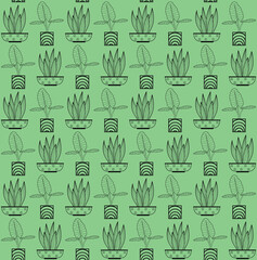 Organic decorative trendy home plants and tropical plants background pattern. Hand drawn seamless pattern. Hand drawn abstract leaves pattern. Plants background pattern.