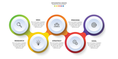 Steps business data visualization timeline process infographic template design with icons