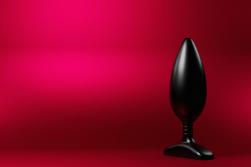Fototapeta premium 3D illustration. Black butt anal plug sex toys on magenta background.