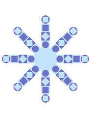 Geometric Snowflake 8-Sided Blue and Purple