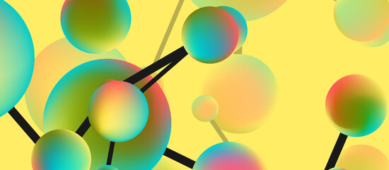 Line points connections geometric landing page background. Fluid circles and spheres with liquid gradients. Vector Illustration For Wallpaper, Banner, Background, Card, Book Illustration, landing page