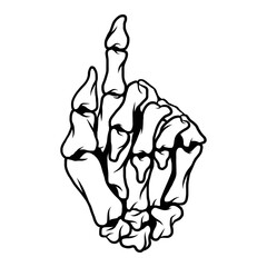 Finger Up Bones Finger Black And White Graphic Vector Illustration
