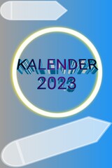 illustration of an background calender 2023 for cover book  with font 3D