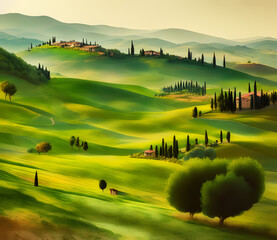 Tuscany Regional Style Landscape Illustration 2