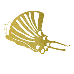Gold abstract butterfly outline.