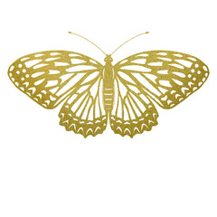 Gold abstract butterfly outline.