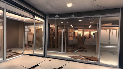 アニメ調のポストアポカリプスや廃墟系背景イラスト(AI generated image)