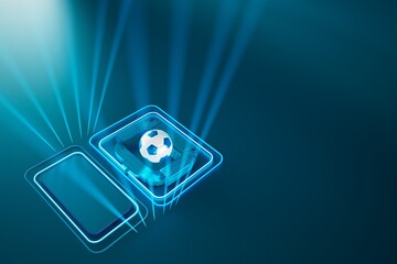 Obraz na płótnie Canvas 3d football object design. realistic rendering. abstract futuristic background. 3d illustration. motion geometry concept. sport competition graphic. tournament game bet content. soccer ball element.