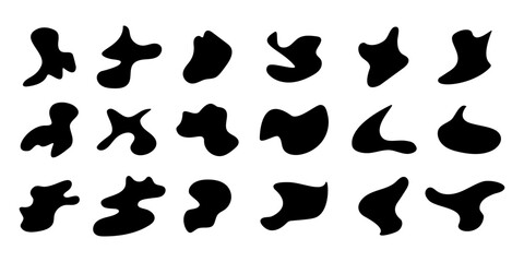 Set of abstract black forms. Organic isolated fluid shapes. Vector liquid splats. Design element for banner, poster, web, presentation, social media, backdrop